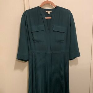 Whistles dark green long pleated dress